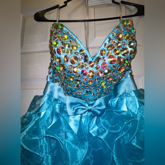 Sherri Hill jeweled dress blue - Picture 5 of 9